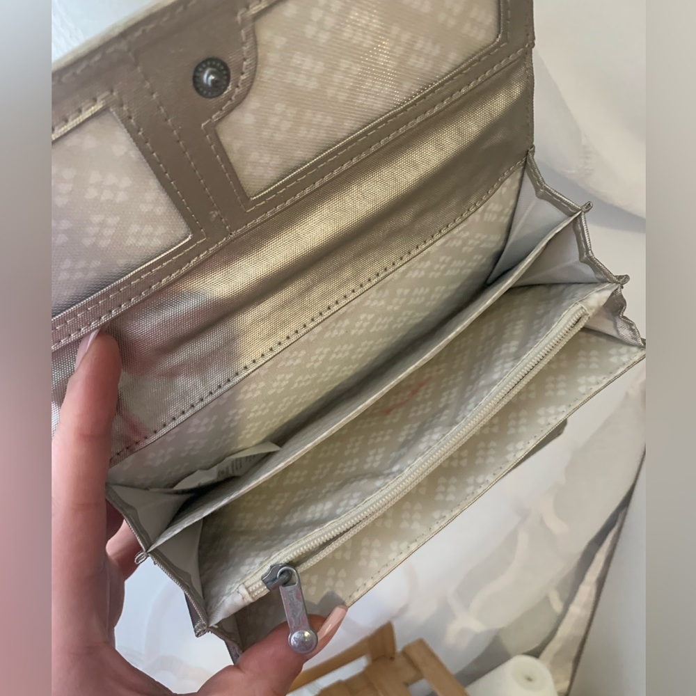 Kipling Teddi Metallic Snap Wallet gold 12 card slots snap button closure - Picture 6 of 8